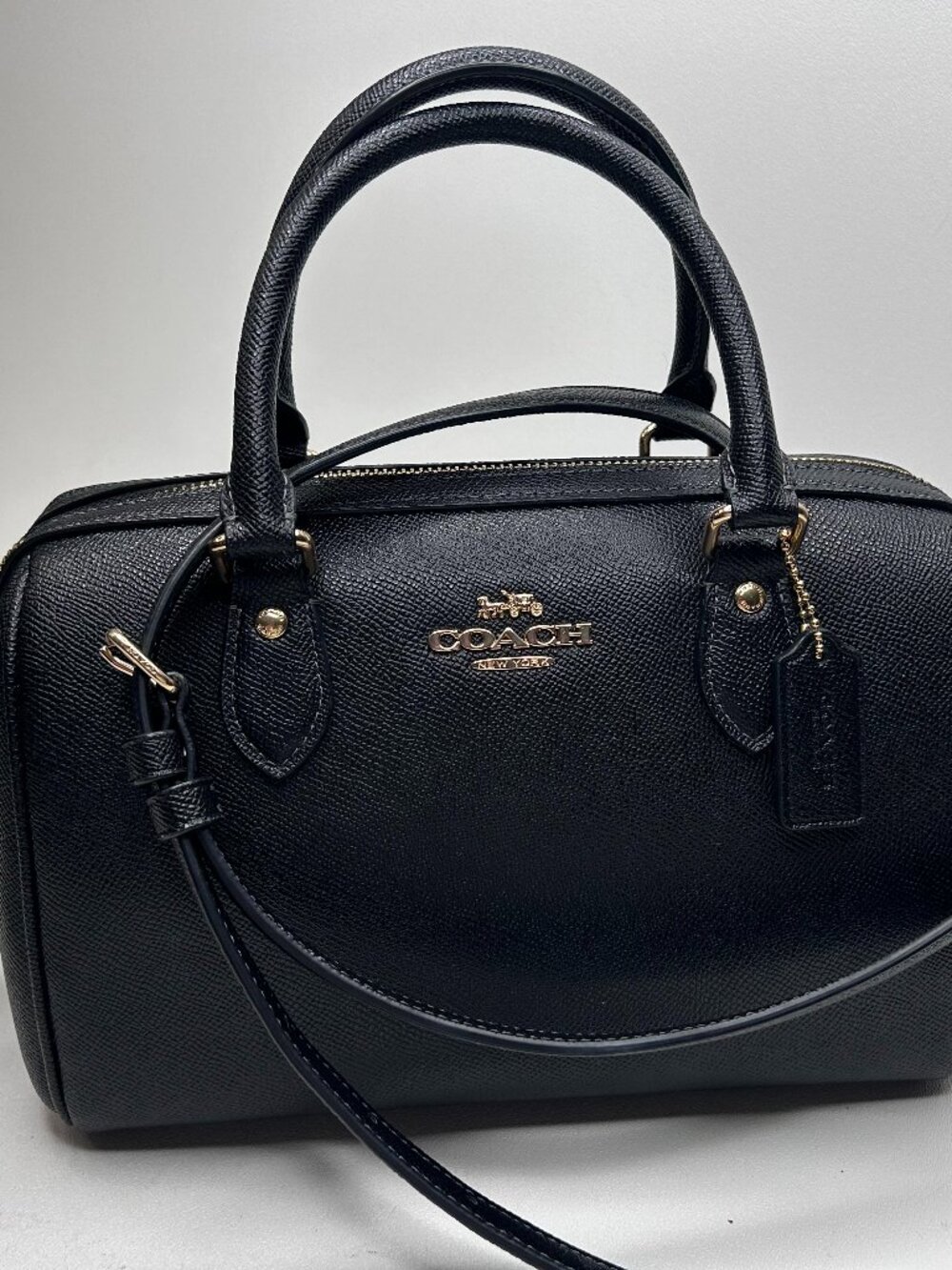 COACH Rowan Satchel Bag in Black w/Gold HDW Leather Crossbody CV403 Medium
